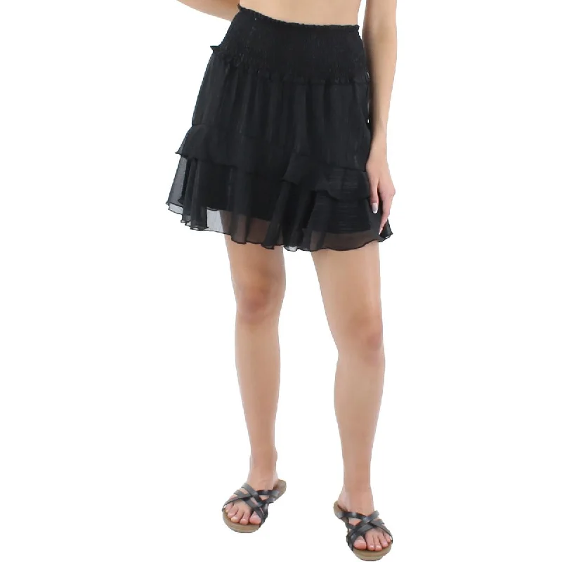Shop and Save City Studio Womens Juniors Smocked Metallic A-Line Skirt