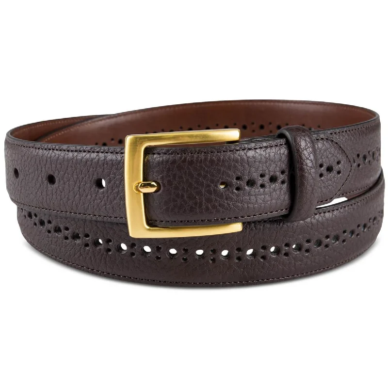 Today’s Deal Club Room Mens Faux Leather Brogue Casual Belt