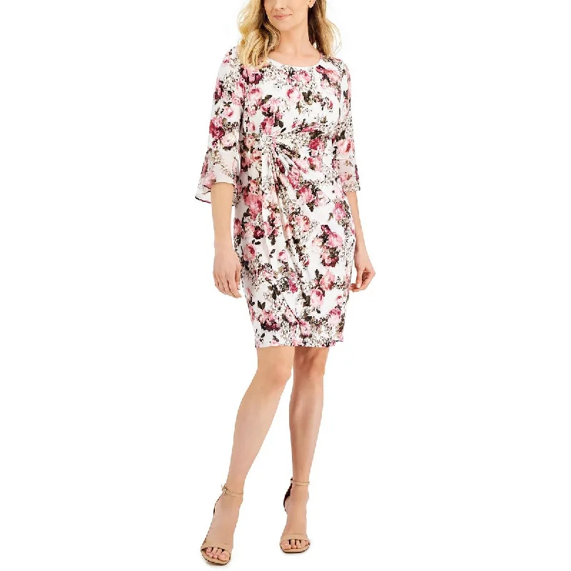 Exclusive Savings Connected Apparel Womens Petites Floral Print Above Knee Sheath Dress