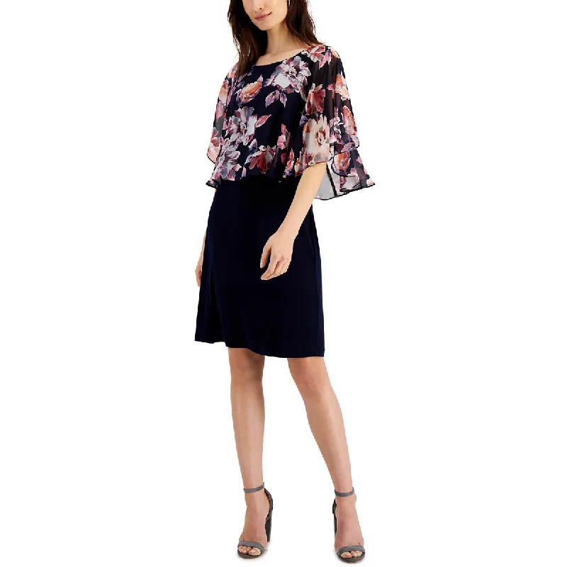 Instant Discount Connected Apparel Womens Petites Knee Length Floral Print Wear To Work Dress