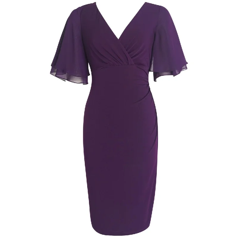 New Deals Connected Apparel Womens Matte Jersey V-Neck Sheath Dress