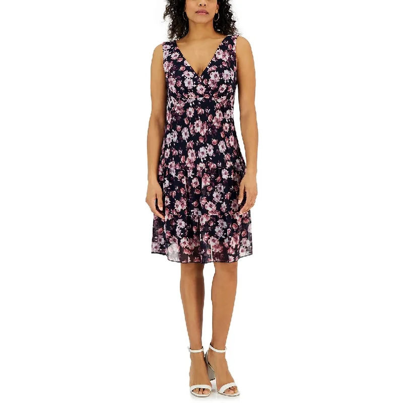 Steals and Deals Connected Apparel Womens Tiered Floral Wear To Work Dress