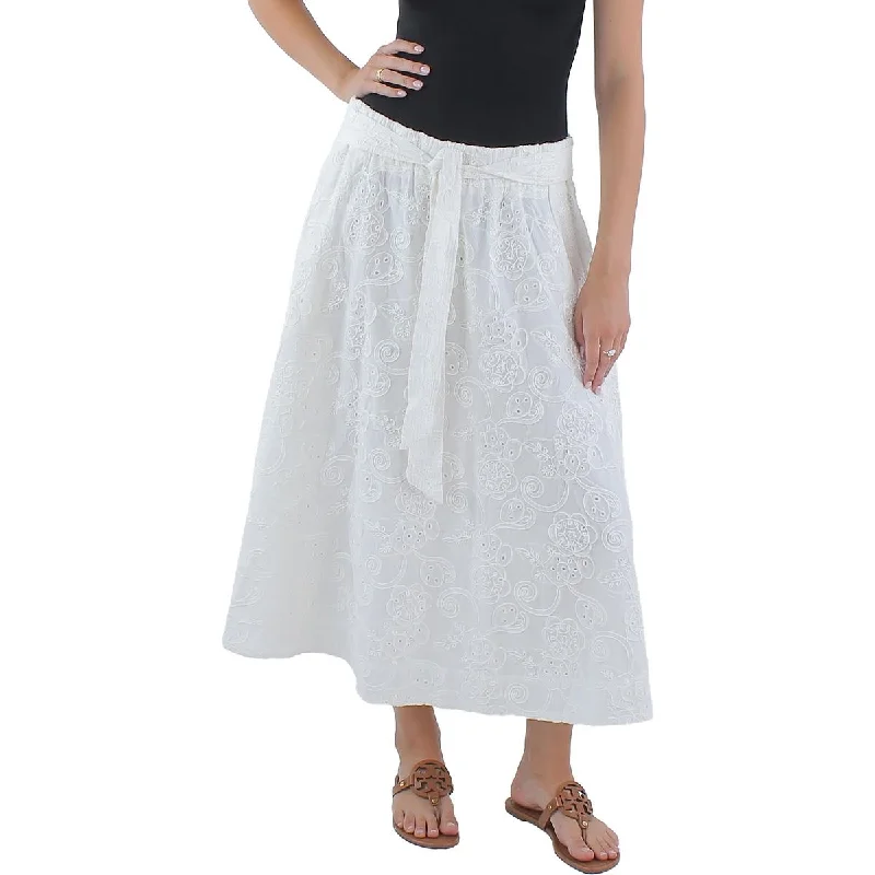 Savings Event Elie Tahari Womens Eyelet Long Maxi Skirt