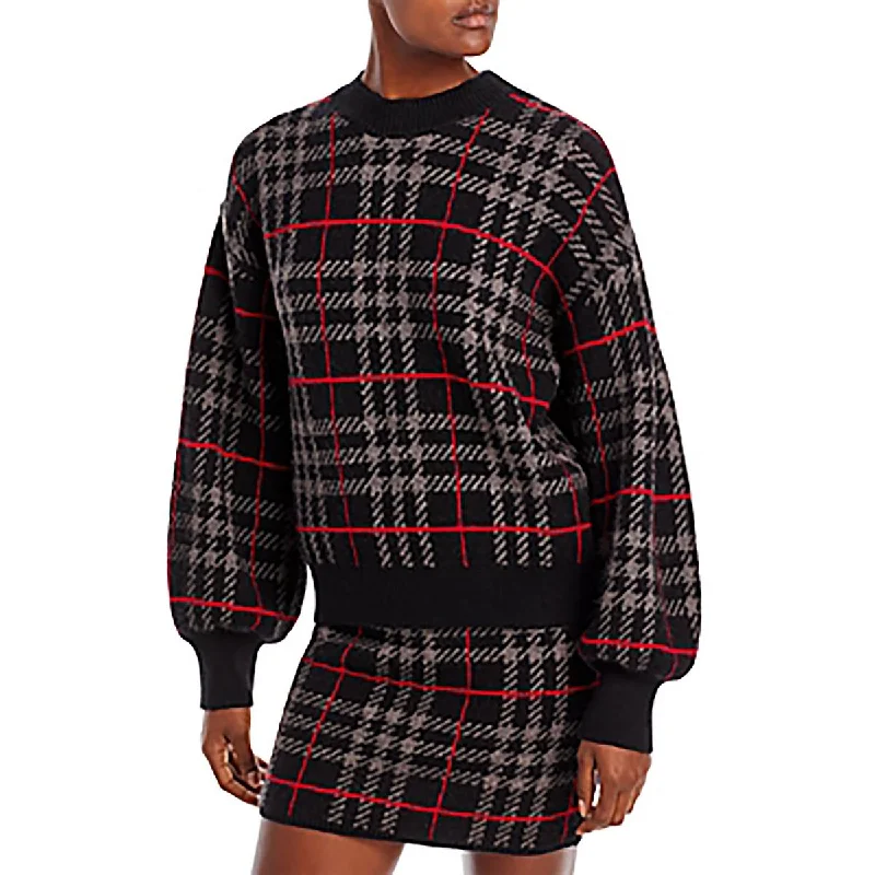 Deal of the Week En Saison Womens Plaid Crewneck Pullover Sweater