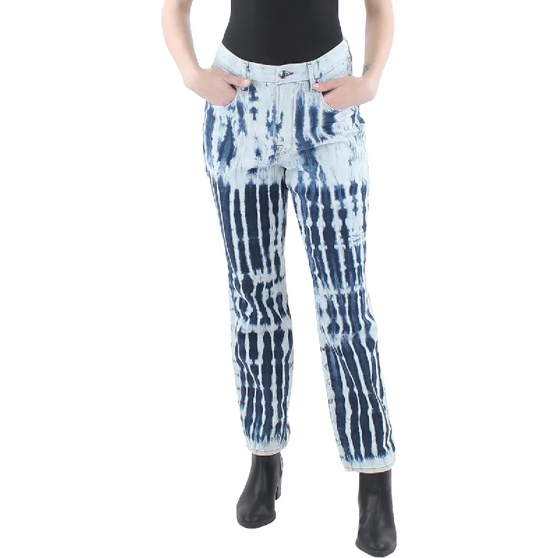 Deal of the Day Good American Womens Vintage Shibori  Tie-Dye Stretch Straight Leg Jeans