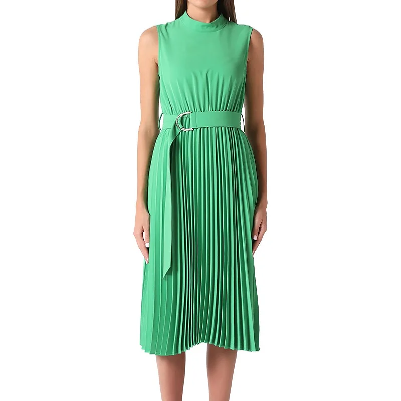 Final Markdown Gracia Womens Pleated Midi Fit & Flare Dress