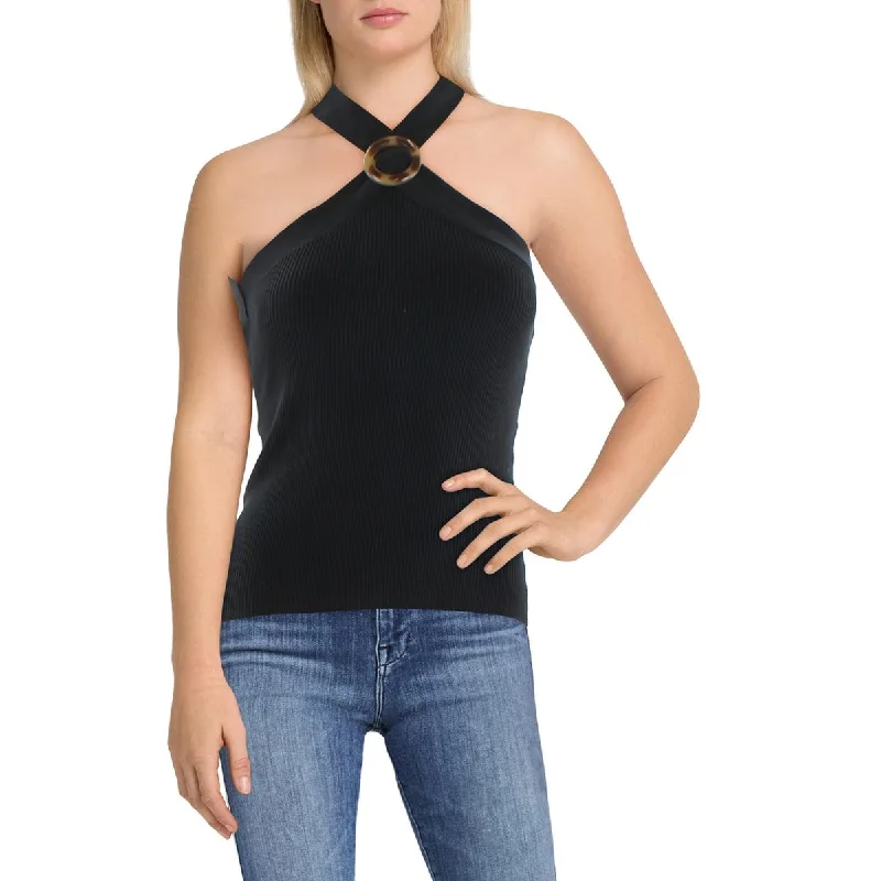 Limited Availability INC Womens O-Ring Ribbed Halter Top