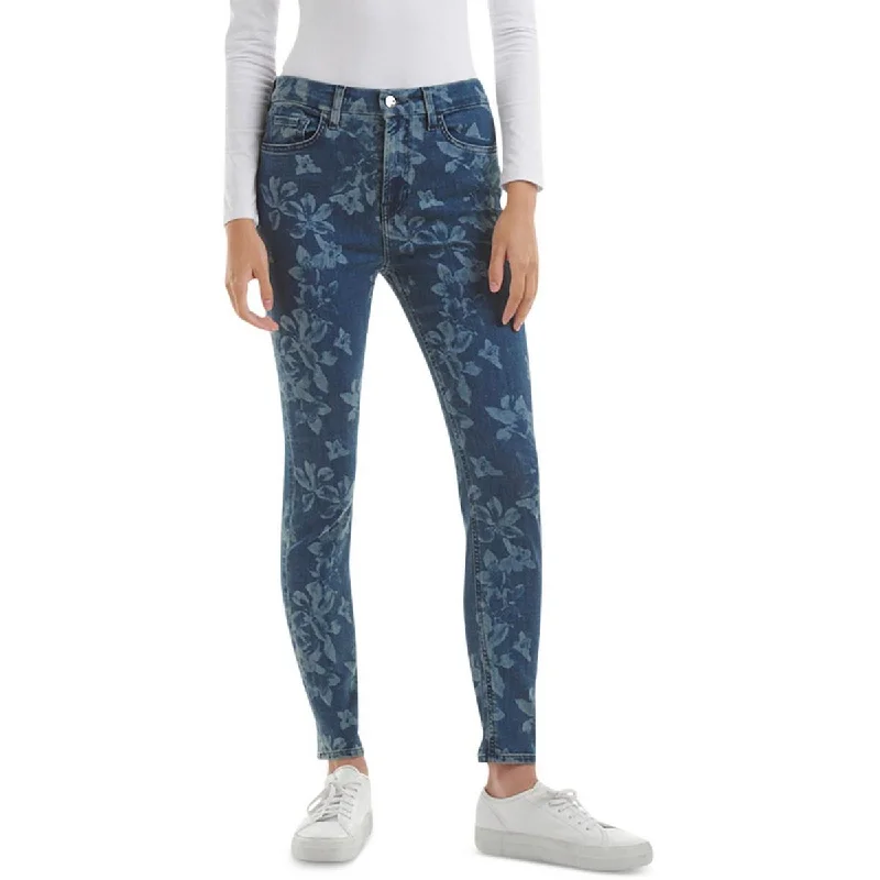 Jen7 Womens Floral High-Rise Skinny Jeans