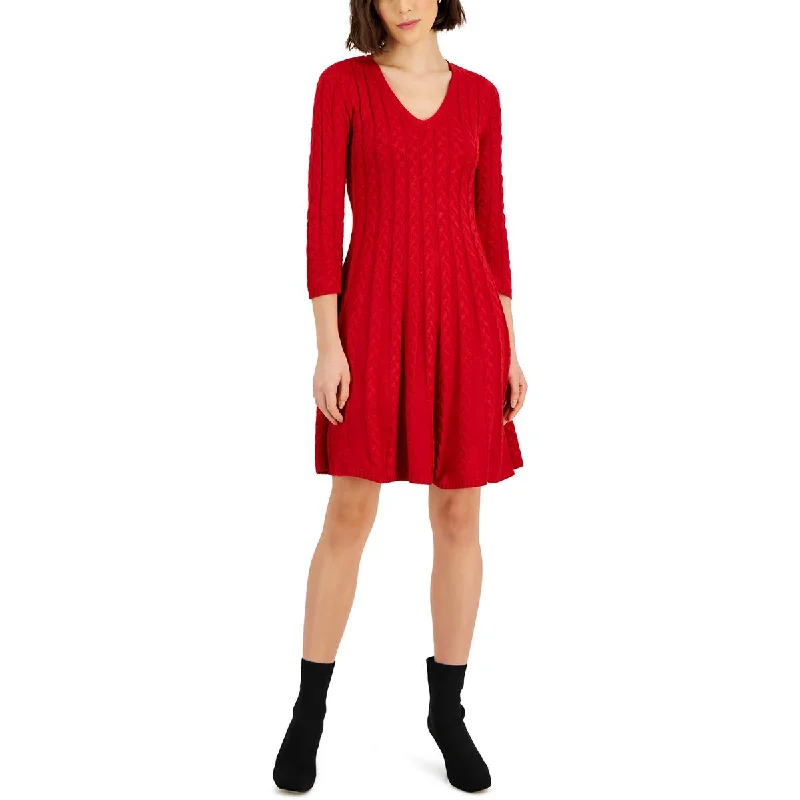 Exclusive Online Offer Jessica Howard Womens Cable Knit V-Neck Sweaterdress