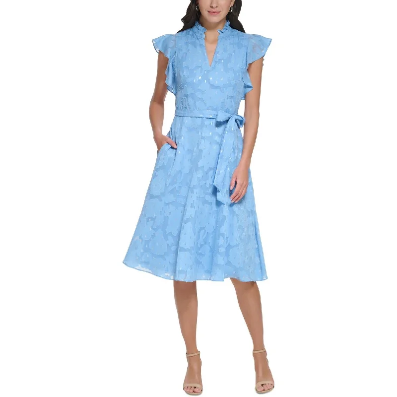 Blowout Sale Jessica Howard Womens Petites Chiffon Shimmer Fit & Flare Dress