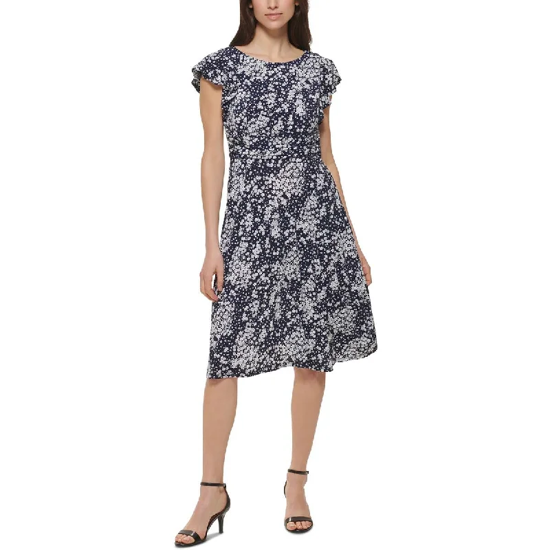 Blowout Deals Jessica Howard Womens Petites Jersey Midi Fit & Flare Dress