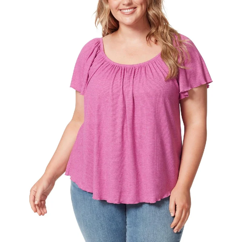 Massive Deals Jessica Simpson Womens Plus Ribbed Scoop-Neck Pullover Top