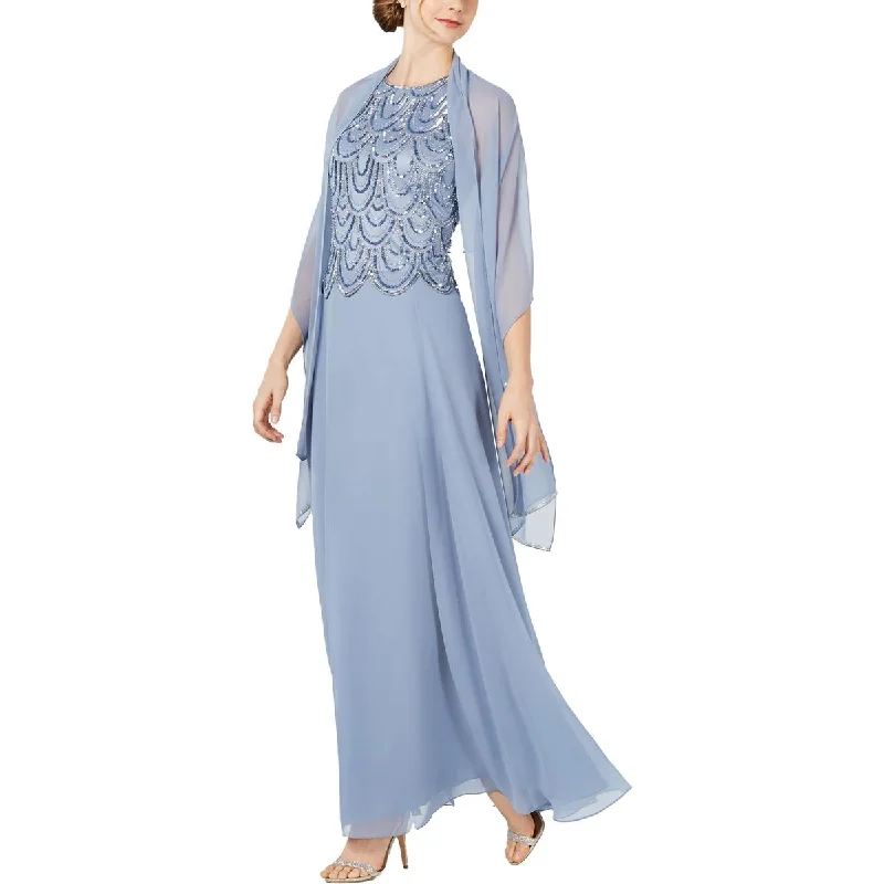 JKara Womens Embellished Popover Evening Dress