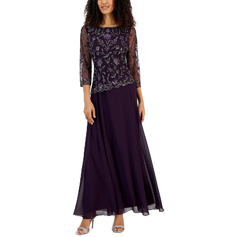 New Deals JKara Womens Mesh Embellished Evening Dress