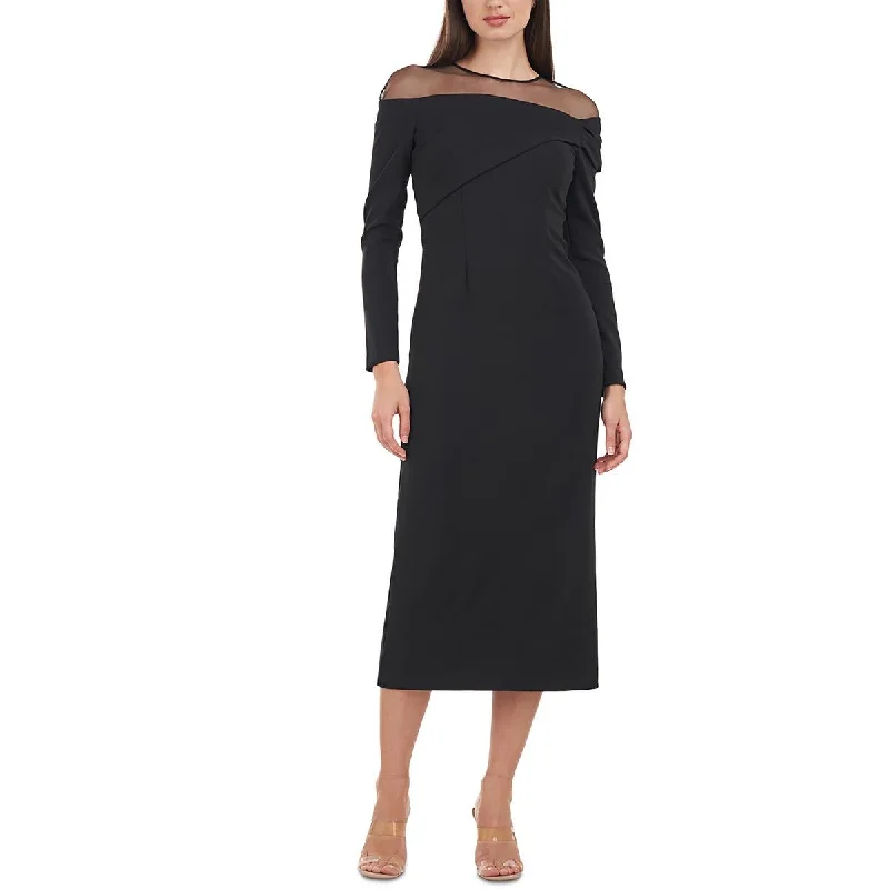 YEAR-End Sale JS Collections Womens Brinely Illusion Long Sleeves Cocktail and Party Dress