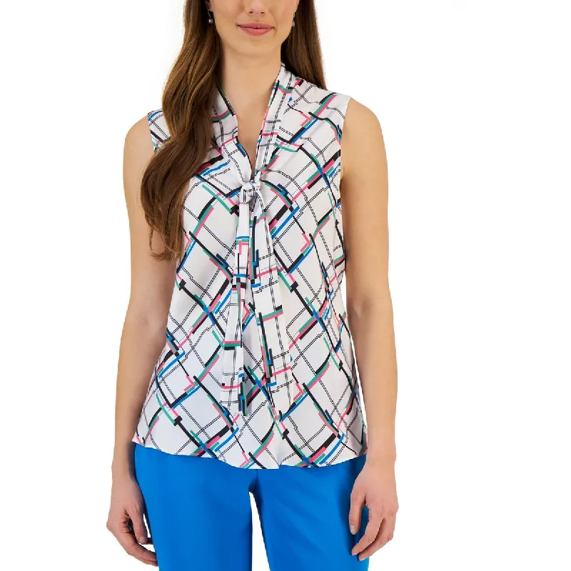 Kasper Womens Petites Printed Blouse