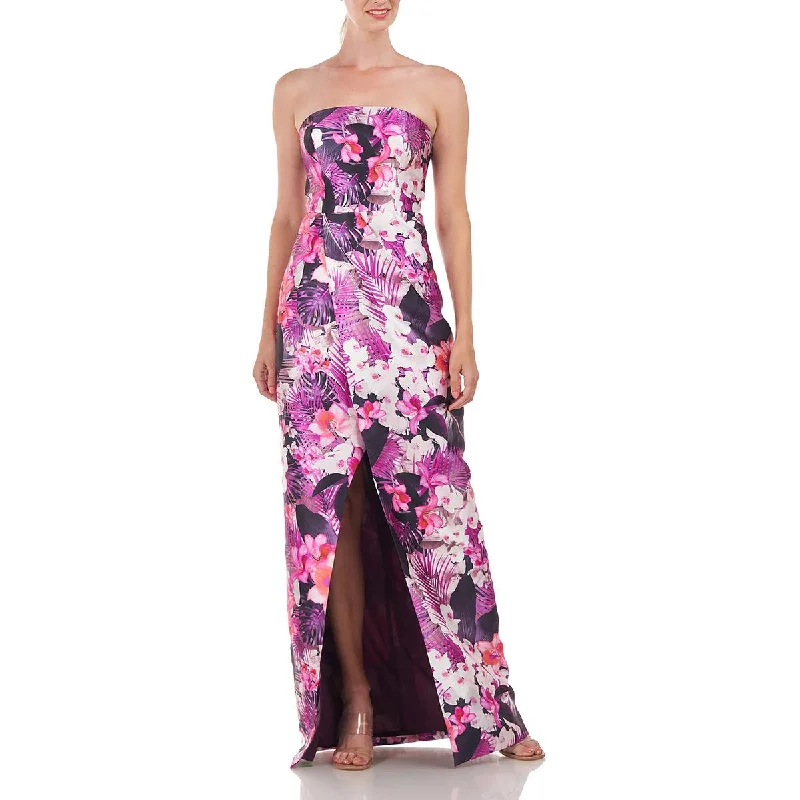 Don't Wait Kay Unger New York Womens Floral Column Evening Dress