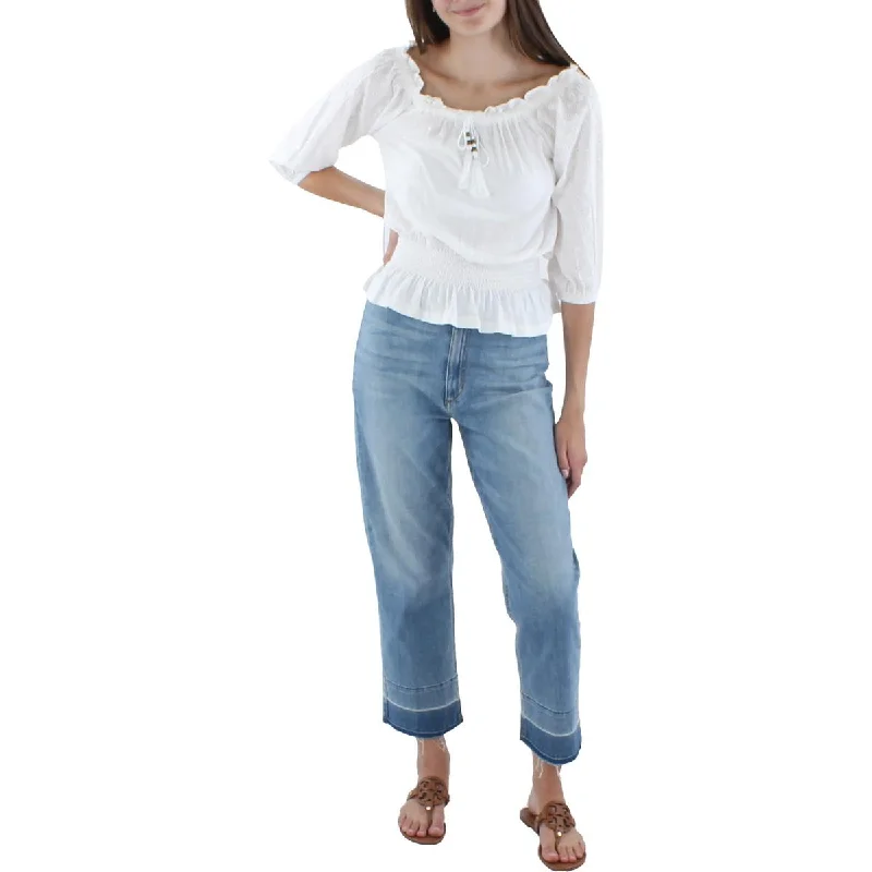 Super Deal Lauren Ralph Lauren Womens Eyelet Off-The-Shoulder Pullover Top