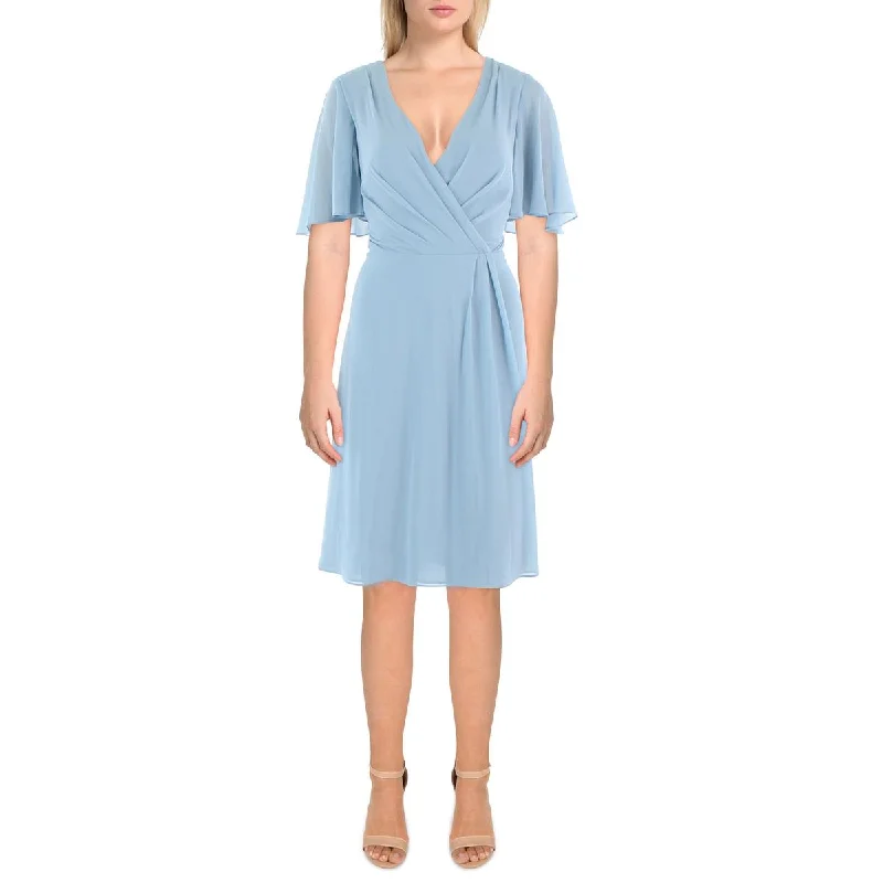 Price Buster Lauren Ralph Lauren Womens Georgette Surplice Midi Wrap Dress