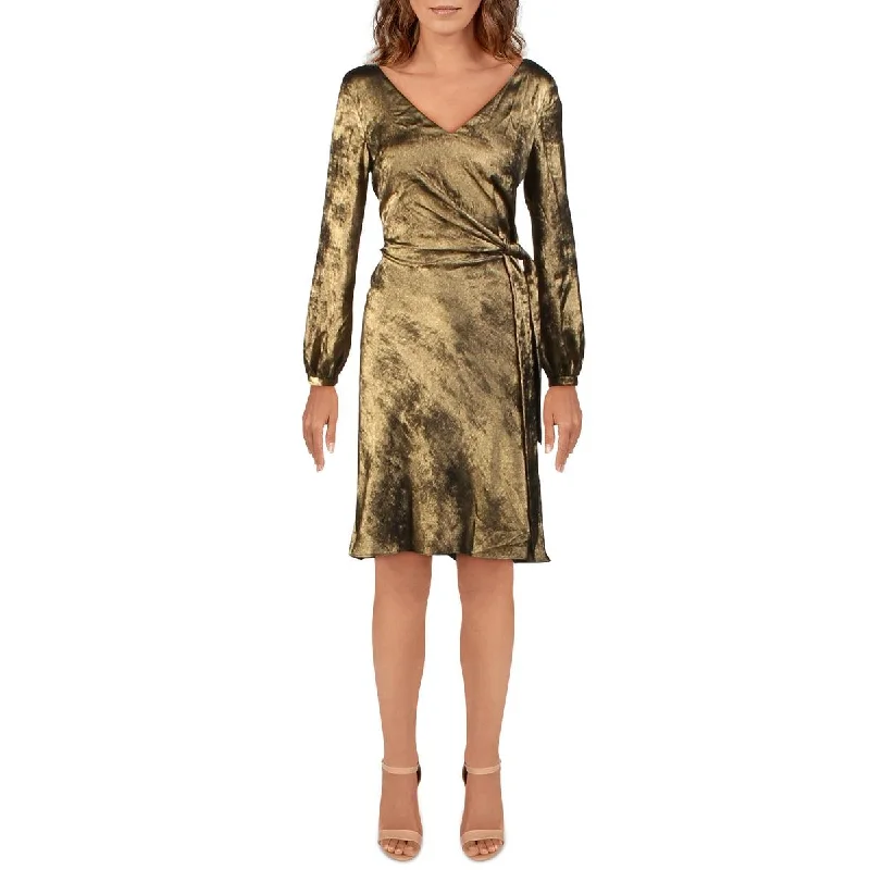 Best Deals Lauren Ralph Lauren Womens Marlette Sateen Faux Wrap Cocktail Dress