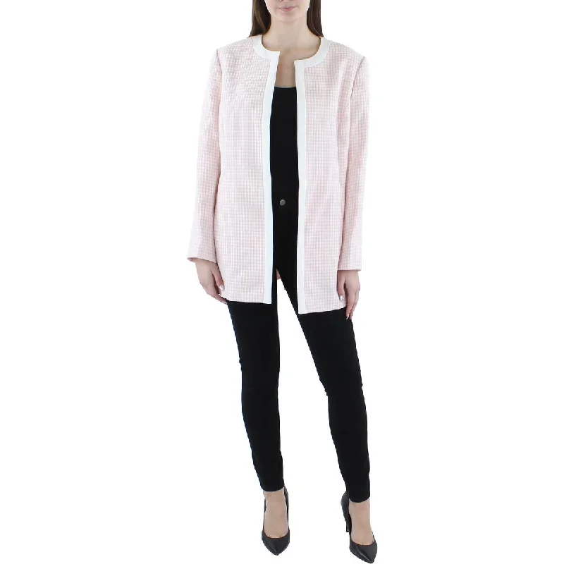 Super Sale Le Suit Womens Knit Checkered Open-Front Blazer