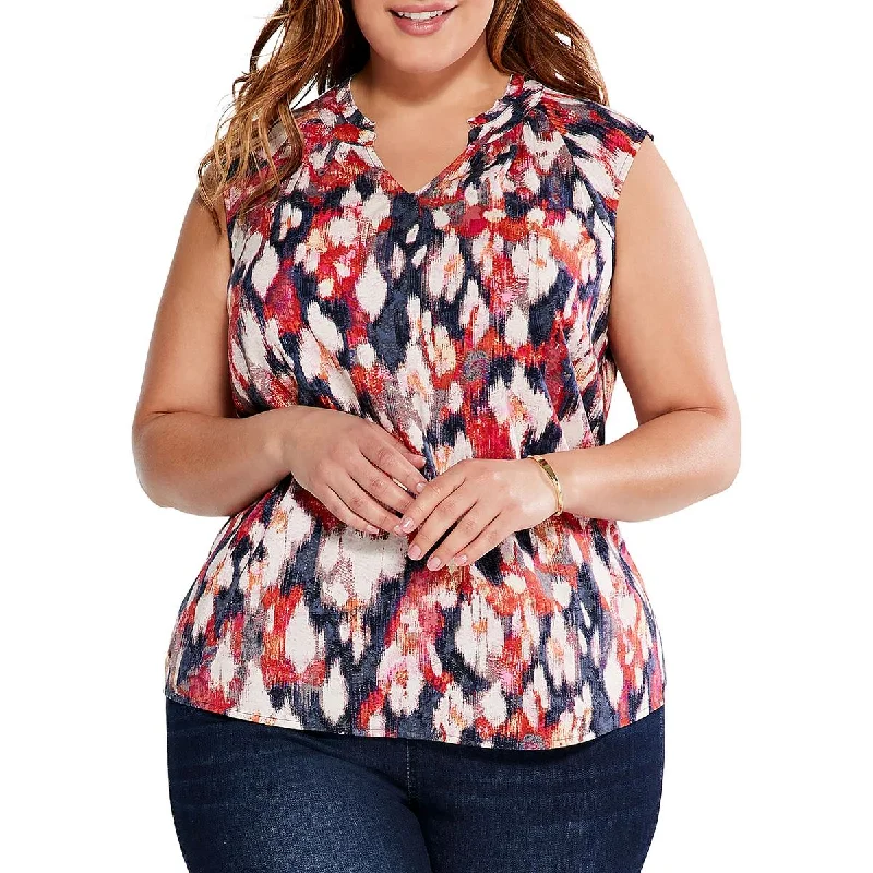 Can't Be Beat Nic + Zoe Womens Abstract Floral Pullover Top