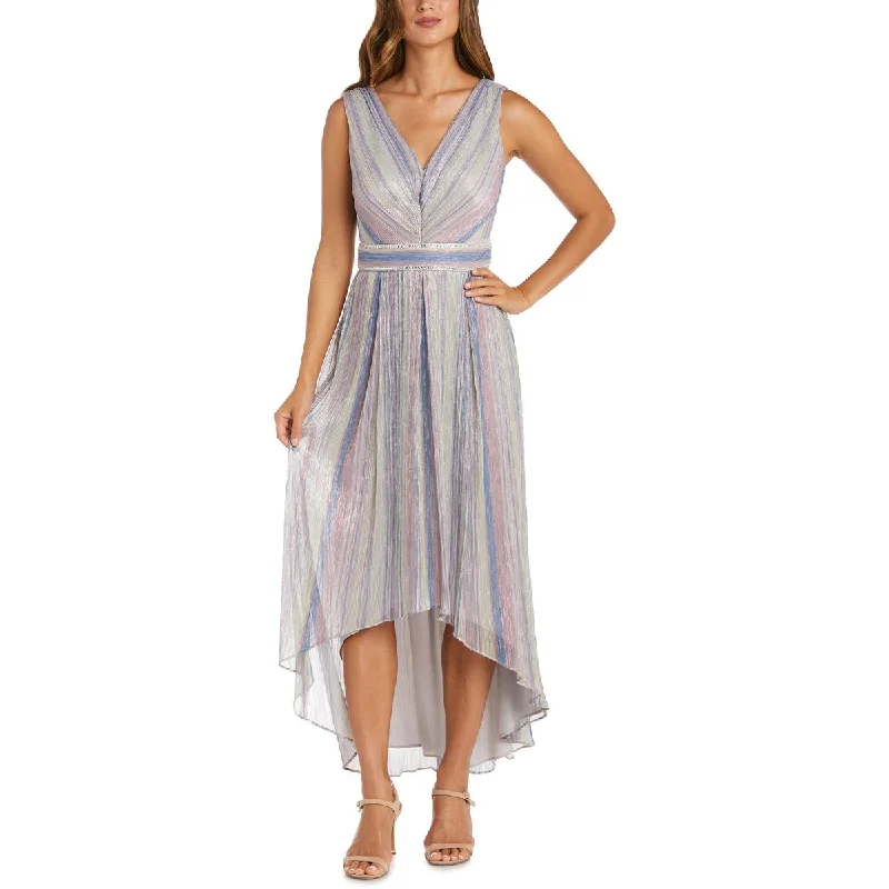 Online Only R&M Richards Womens Metallic Hi-Low Evening Dress