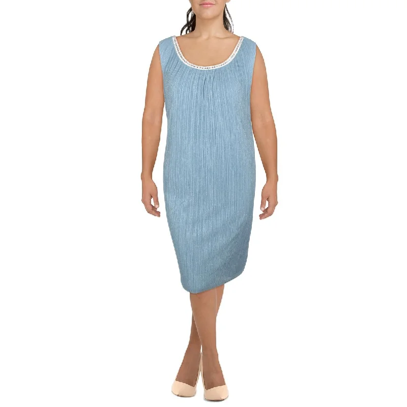 Best Bargains R&M Richards Womens Plus Crinkled Glitter Cocktail and Party Dress