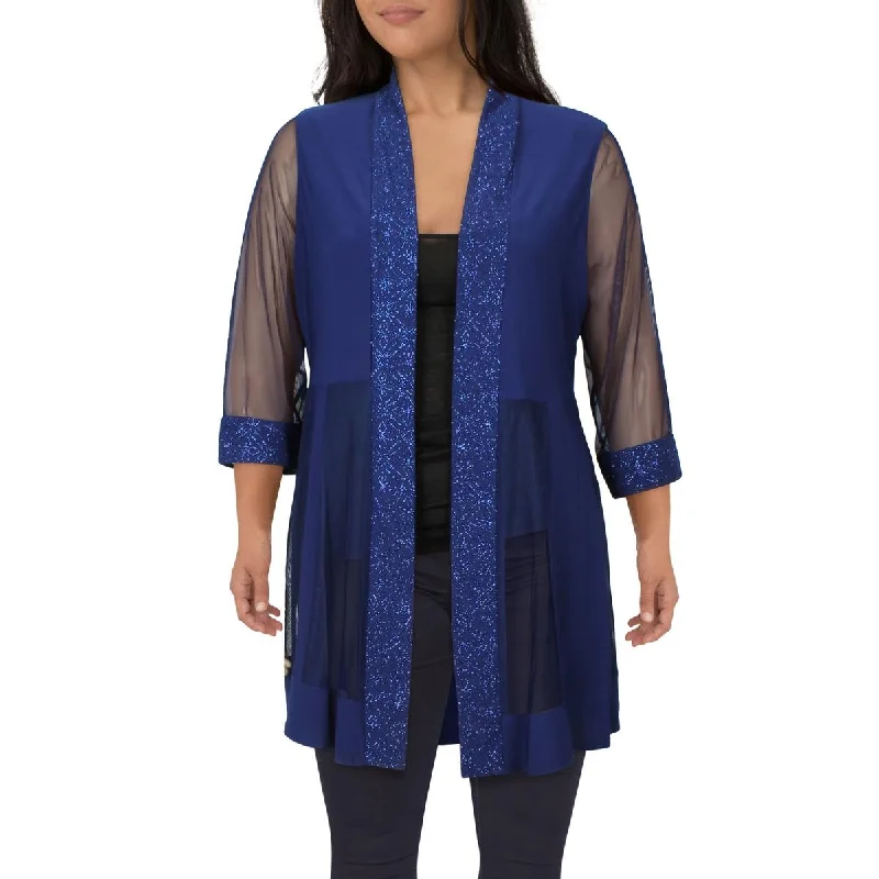 Quick Sale R&M Richards Womens Plus Glitter Open Front Duster Blazer
