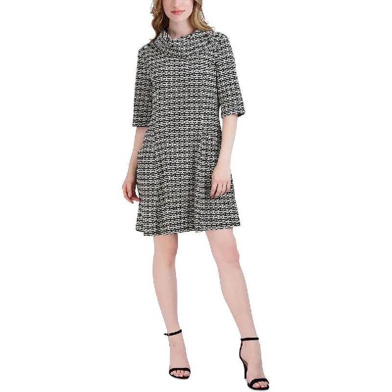 Signature By Robbie Bee Womens Petites Cowlneck Pattern Sweaterdress