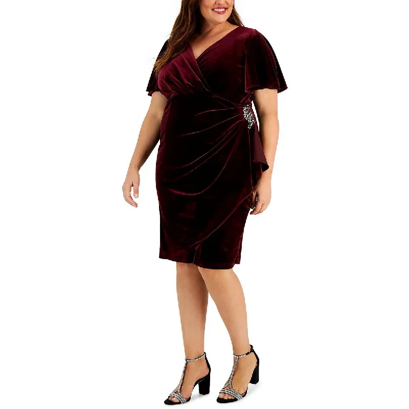 Customer Appreciation Sale SLNY Womens Plus Velvet Midi Sheath Dress
