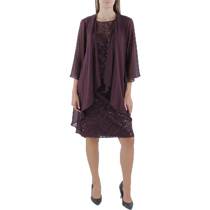 Great Bargains SLNY Womens Sequined Jacket Two Piece Dress