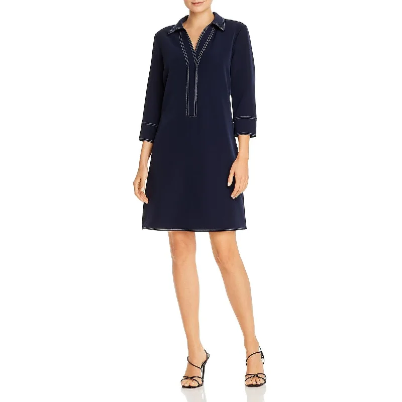 Low Prices Tahari Womens Piping V-neck Party Dress