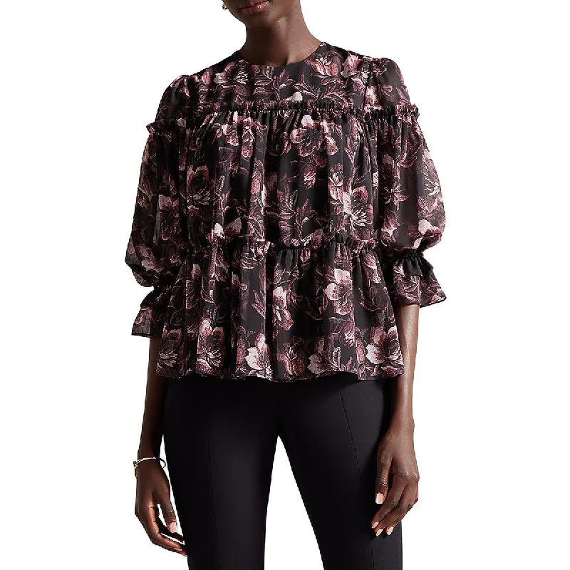 Online Specials Ted Baker Womens Floral Print Puff Sleeve Blouse