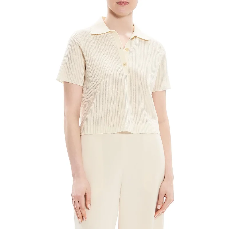 YEAR-End Sale Theory Womens Ribbed Collar Button-Down Top