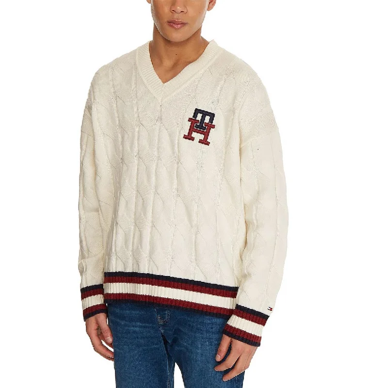 Seasonal Clearance Tommy Hilfiger Mens Wool Monogram Pullover Sweater
