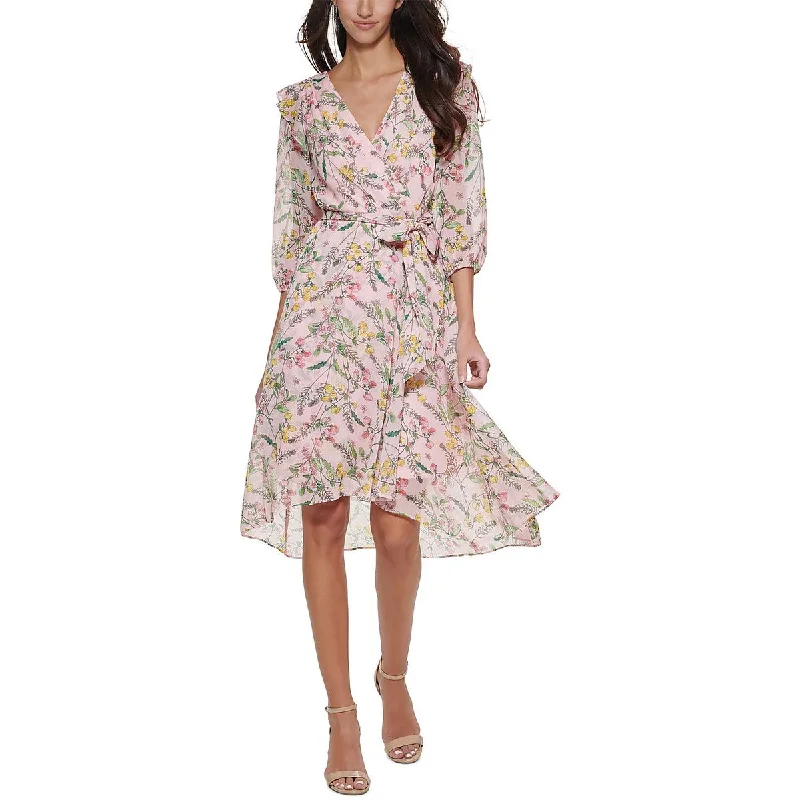 Super Bargain Tommy Hilfiger Womens Chiffon Faux-Wrap Midi Dress