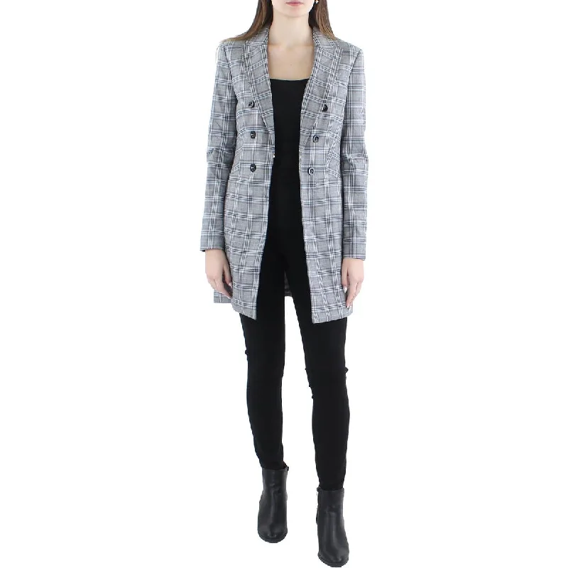 Tommy Hilfiger Womens Plaid Suit Separate Double-Breasted Blazer