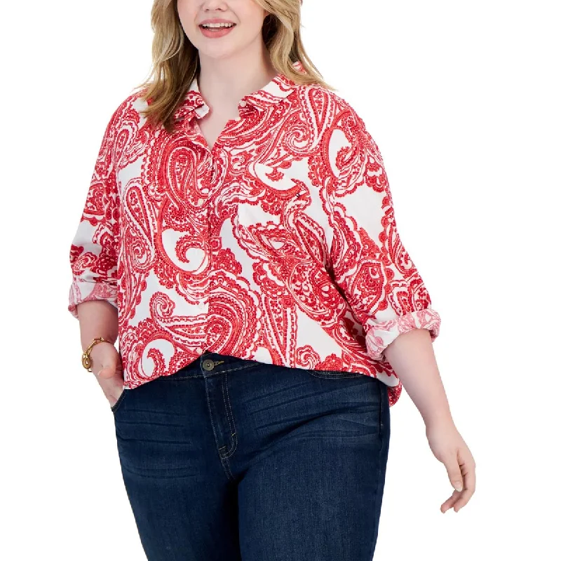 Special Offer Tommy Hilfiger Womens Plus Button down Cuff Sleeves Blouse