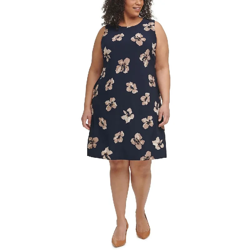 Huge Savings Tommy Hilfiger Womens Plus Floral Print Knee-Length Shift Dress