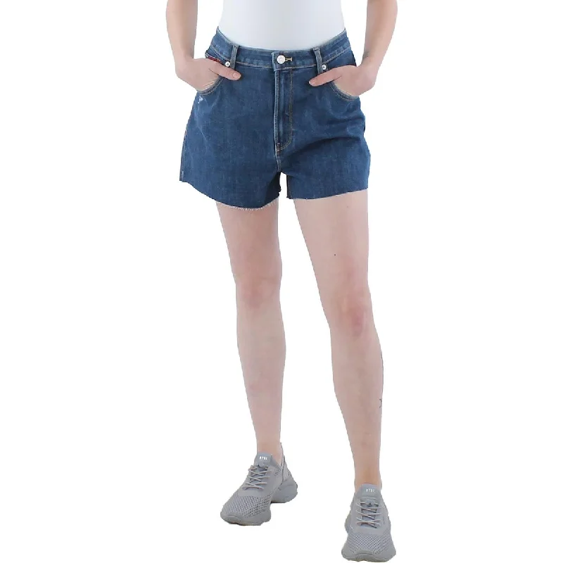 Unmissable Offer Tommy Jeans Womens Distressed High Rise Denim Shorts