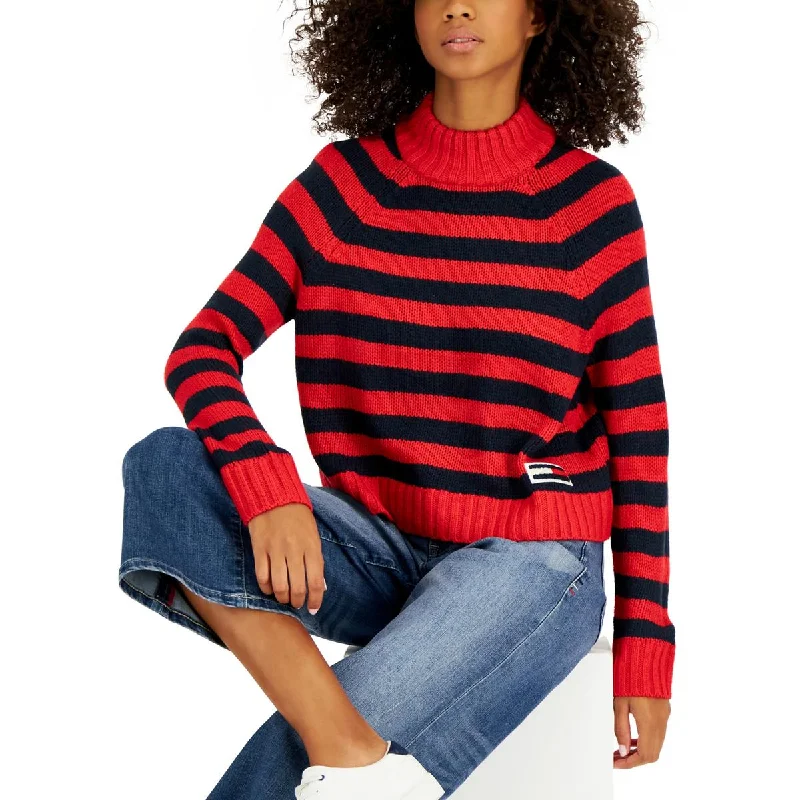 Tommy Jeans Womens Knit Ribbed Trim Pullover Sweater