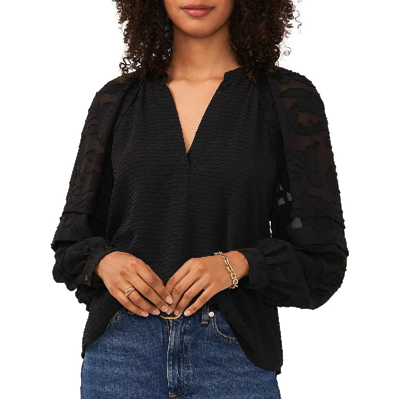Deal Mania Vince Camuto Womens   Evening Wear V Neck Pullover Top