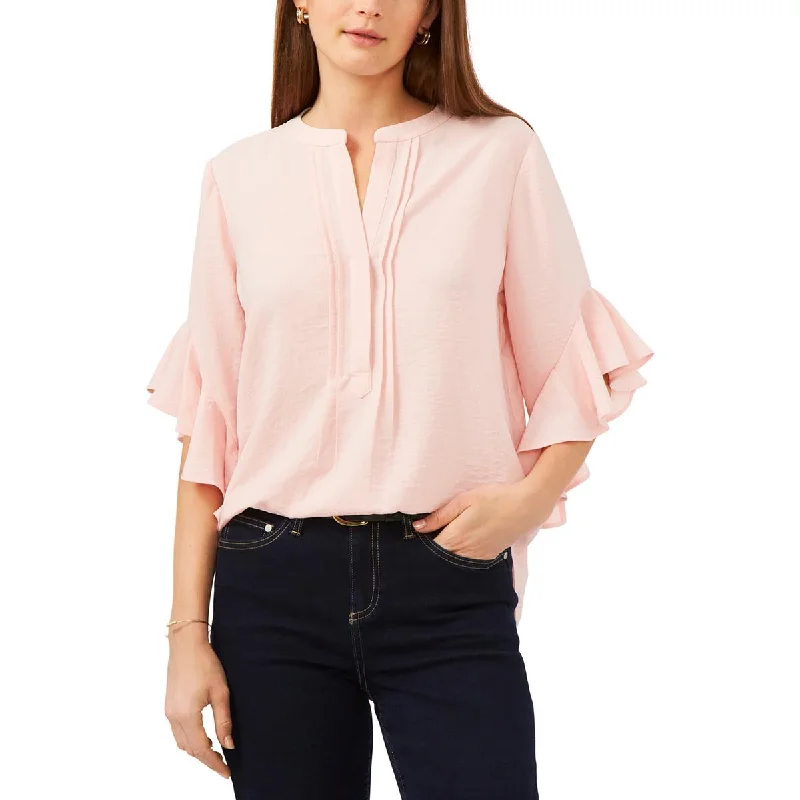 Extra Savings Vince Camuto Womens Plus Split Neck Ruffled Henley