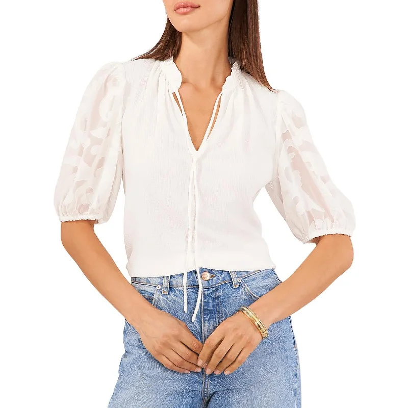 Can't Miss Vince Camuto Womens Tie Front V Neck Pullover Top