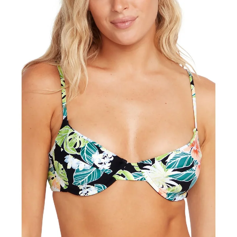 Time-Limited Offer Volcom Womens Juniors Shady Beach Floral Print Underwire Bikini Swim top