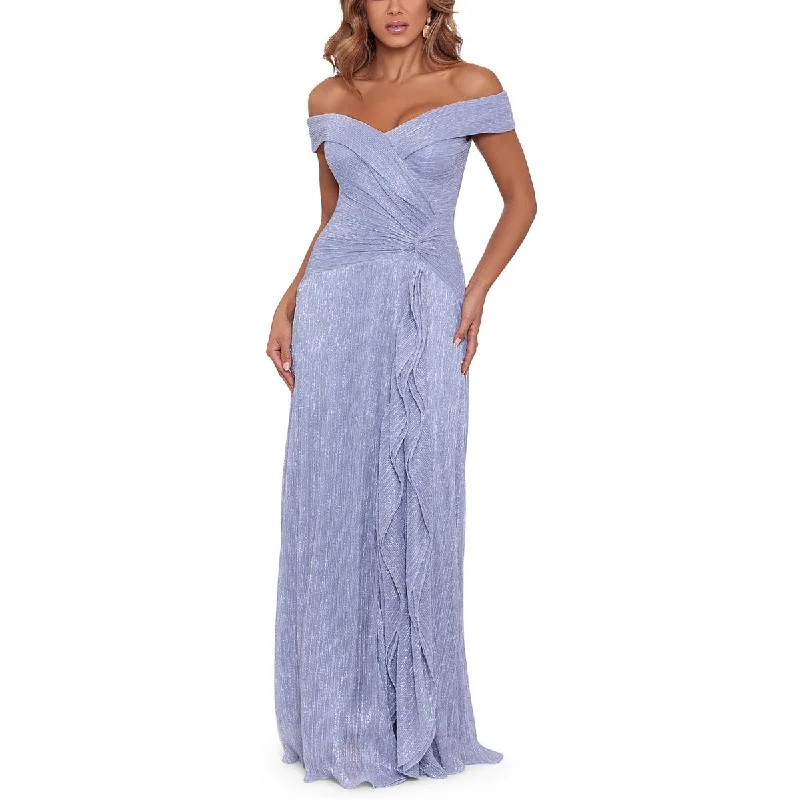 TIME-Limited Offer Xscape Womens Metallic Ruffled Evening Dress