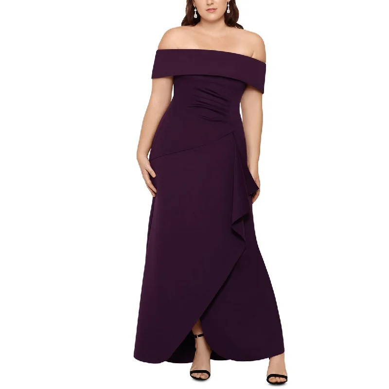 Today’s Deal Xscape Womens Plus Off-The-Shoulder Ruched Evening Dress