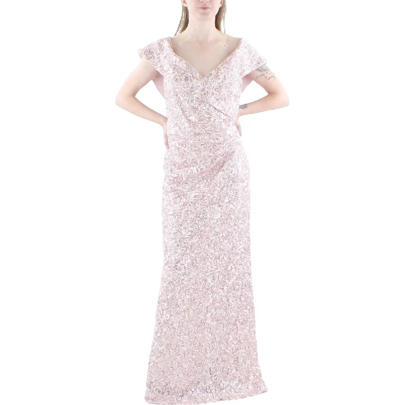 Early Access Xscape Womens Plus Sequined Off-The-Shoulder Evening Dress