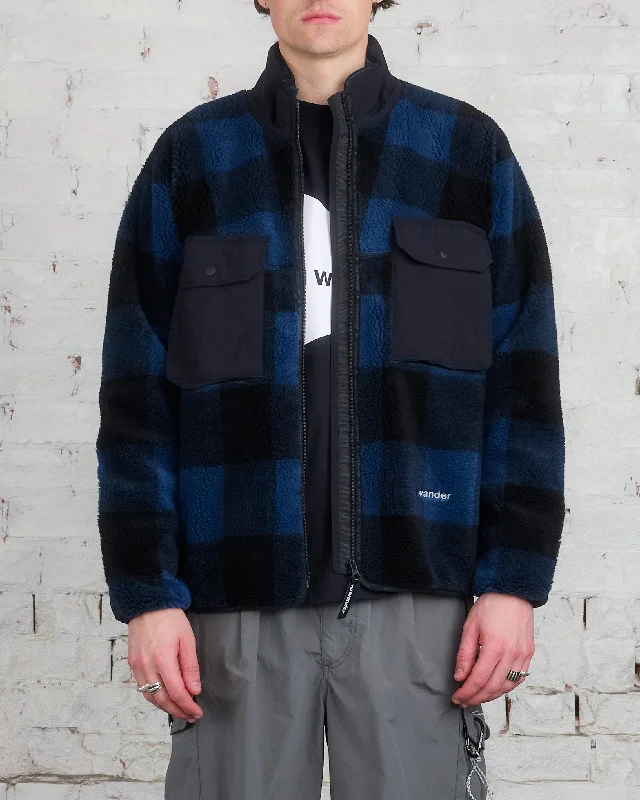 Price Rollback and wander Calamai Tech Check Boa Jacket Blue